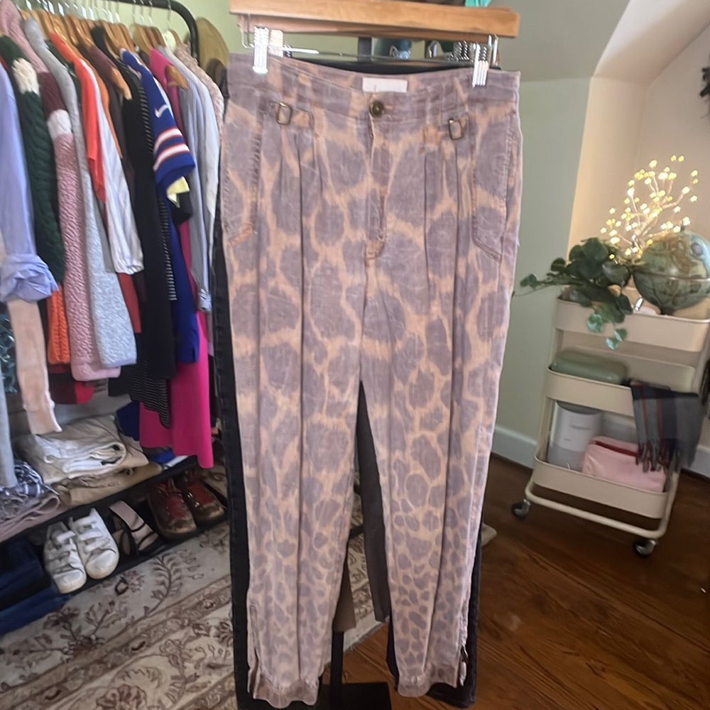 Anthropologie Leopard-Print Jogger Pants.